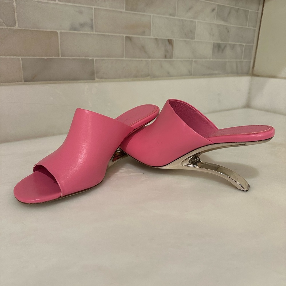 Alexander McQueen Arc Calfskin Wedge Mules